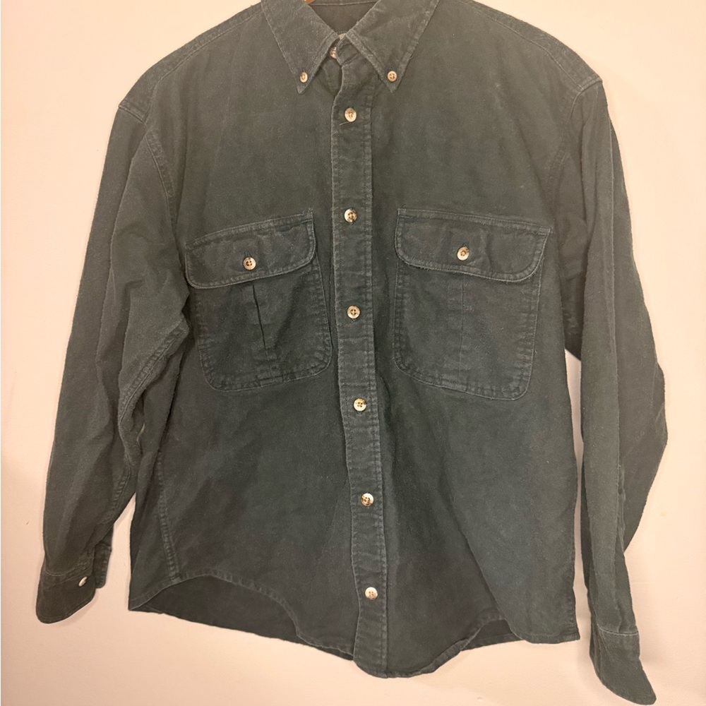 Cabela’s Heavyweight Cotton Button Down Shirt Men’s Medium Green Workwear